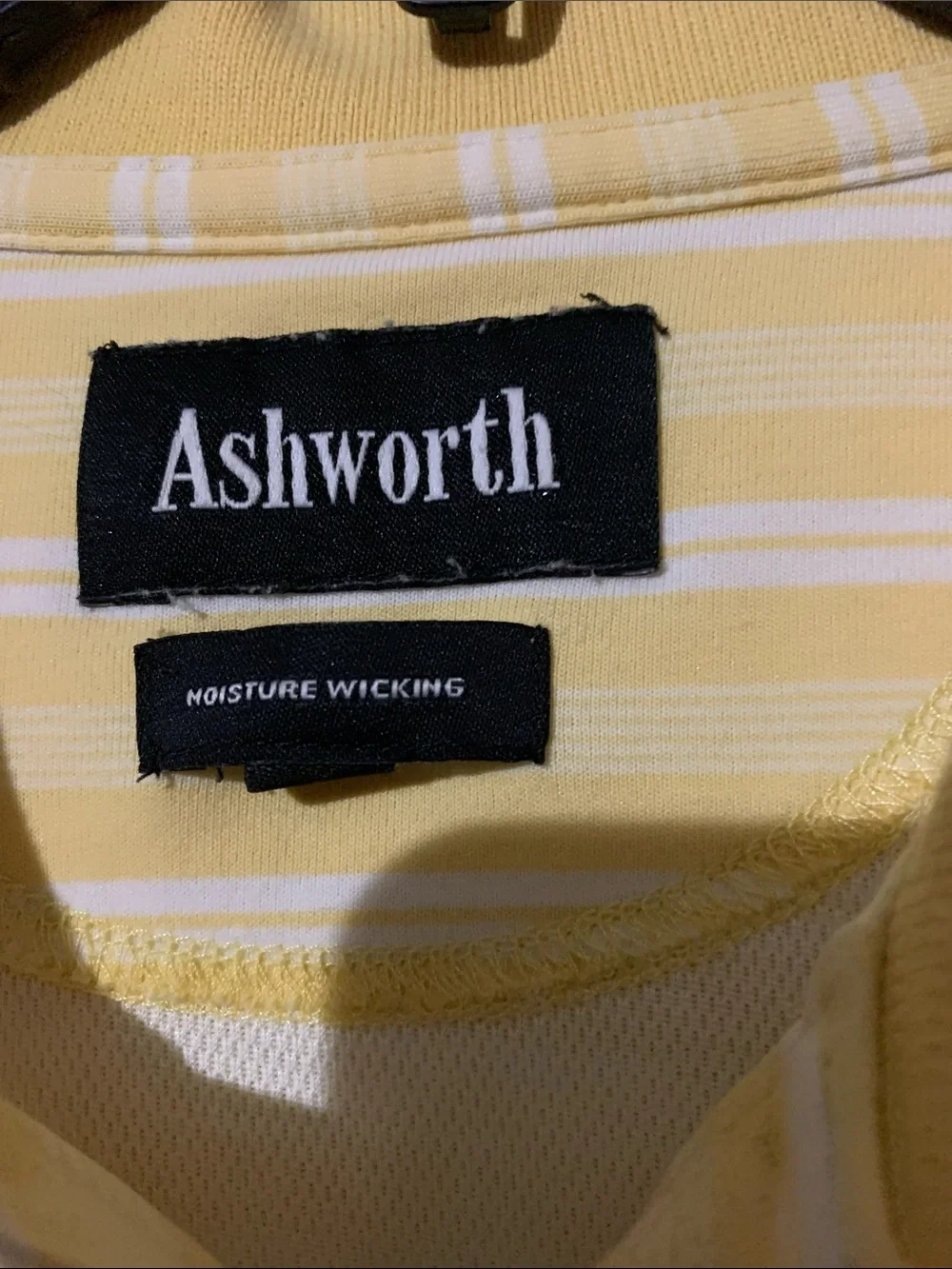 Ashworth Yellow and White Striped Men’s Polo Shirt